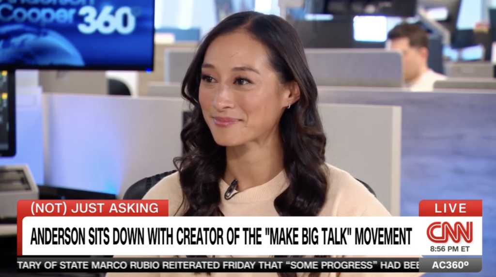 Anderson Cooper interviews Creator of @makebigtalk and Author of Big Talk Kalina Silverman on CNN Anderson Cooper 360.